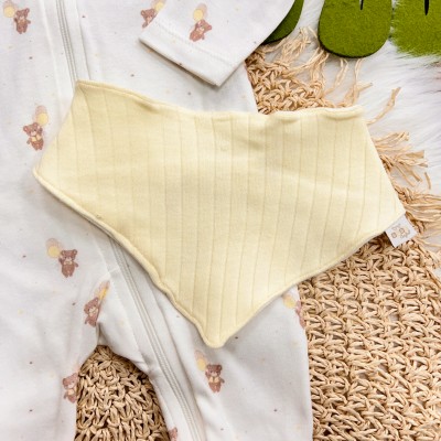 Kit 2 Macacões + Babador Bandana Ursinho e Canelado - Amarelo e Off White